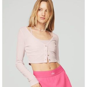 Ribbed Cropped Whisper Cardigan brand new color Pink Sugar